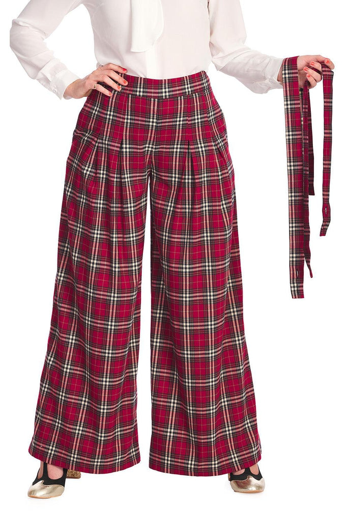 Winter Check Swing Trouser-Banned-Dark Fashion Clothing