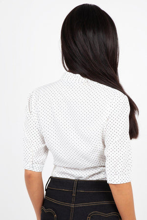 Alex Polka Dot Blouse-Voodoo Vixen-Dark Fashion Clothing