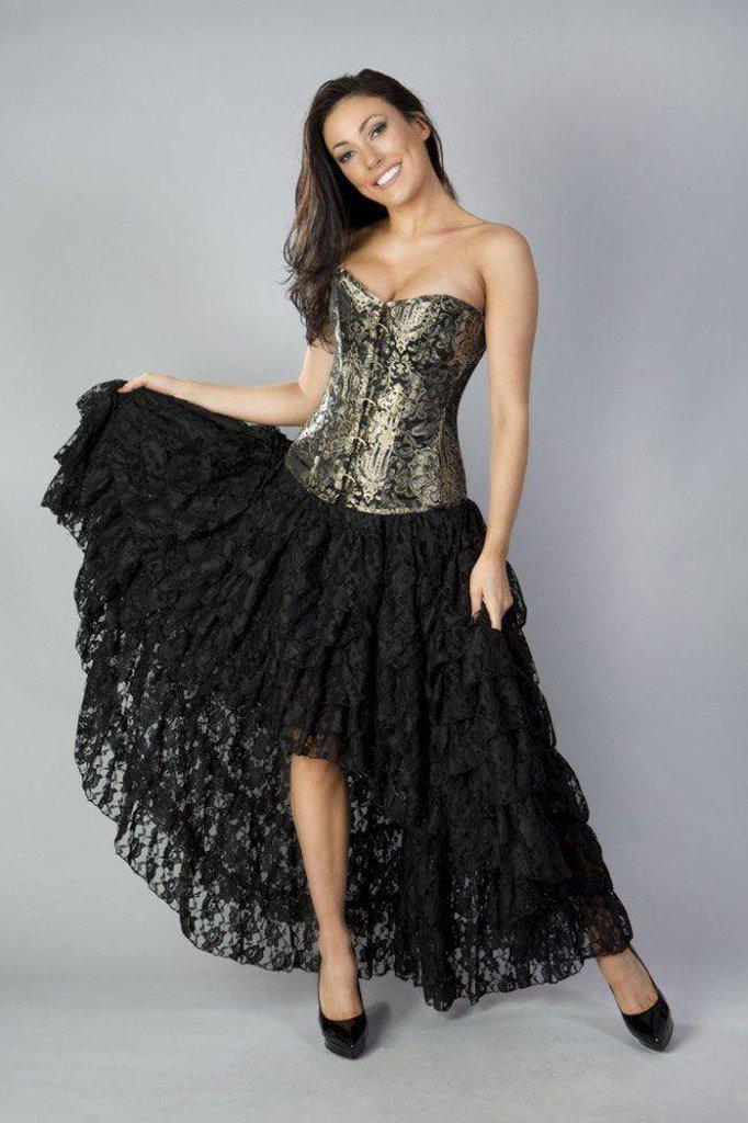 Amelia Long Burlesque Skirt In Lace-Burleska-Dark Fashion Clothing