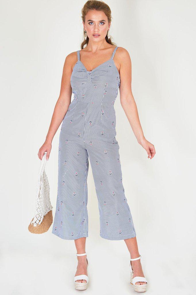 Andy Anchor V-neck Jumpsuit-Voodoo Vixen-Dark Fashion Clothing