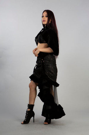 Annabelle Skirt In Black Velvet Flock-Burleska-Dark Fashion Clothing