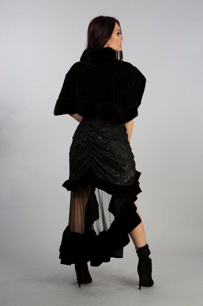 Annabelle Skirt In Black Velvet Flock-Burleska-Dark Fashion Clothing