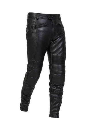Aragon Leather Motorcycle Trousers-Skintan Leather-Dark Fashion Clothing