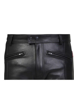 Aragon Leather Motorcycle Trousers-Skintan Leather-Dark Fashion Clothing