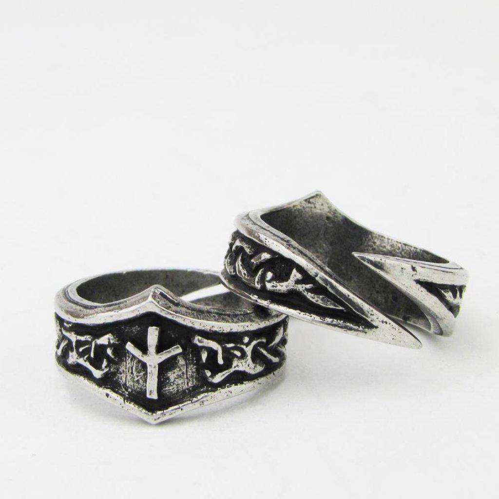 Asgard Algiz Letter X or Z Rune Ring - Adjustable-Asgard-Dark Fashion Clothing