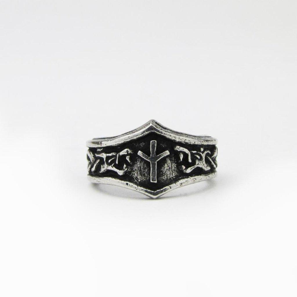 Asgard Algiz Letter X or Z Rune Ring - Adjustable-Asgard-Dark Fashion Clothing
