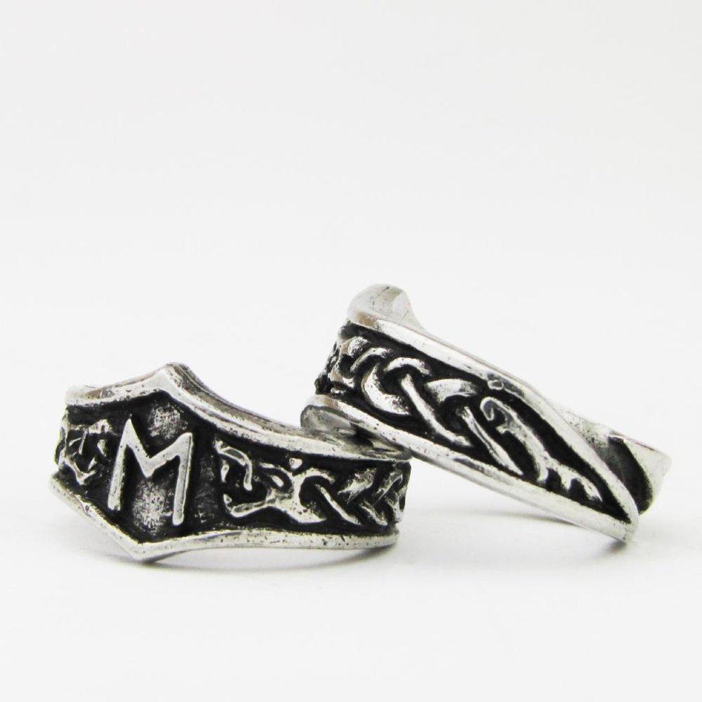 Asgard Ehwaz Letter E Rune Ring - Adjustable-Asgard-Dark Fashion Clothing