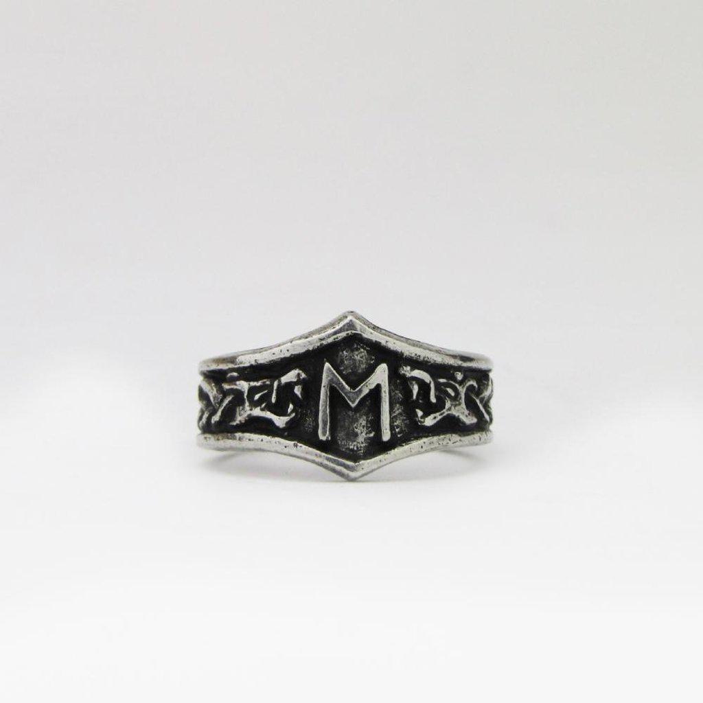 Asgard Ehwaz Letter E Rune Ring - Adjustable-Asgard-Dark Fashion Clothing