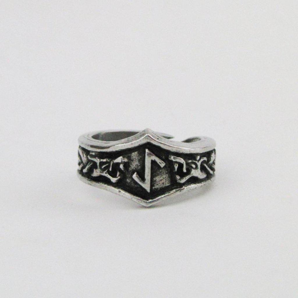 Asgard Eihwaz Letter Y Rune Ring - Adjustable-Asgard-Dark Fashion Clothing