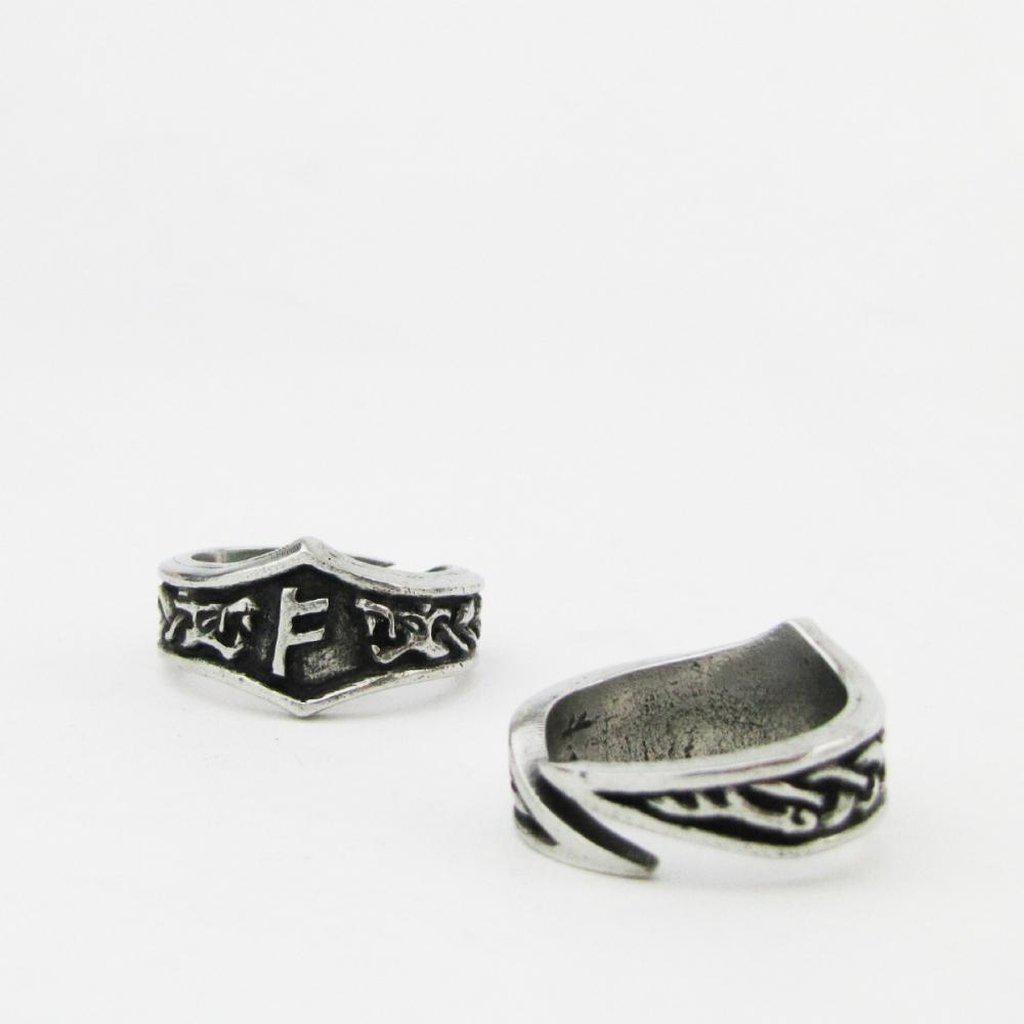 Asgard Fehu Letter F Rune Ring - Adjustable-Asgard-Dark Fashion Clothing