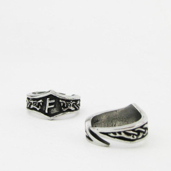 Fehu Letter F Rune Ring - Adjustable - Dark Fashion Clothing