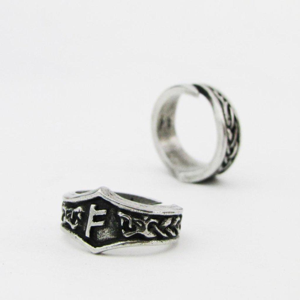Asgard Fehu Letter F Rune Ring - Adjustable-Asgard-Dark Fashion Clothing