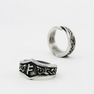 Asgard Fehu Letter F Rune Ring - Adjustable-Asgard-Dark Fashion Clothing