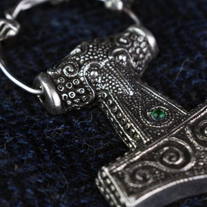 Asgard Green Skane Hammer Pendant on Dragon Chain-Asgard-Dark Fashion Clothing