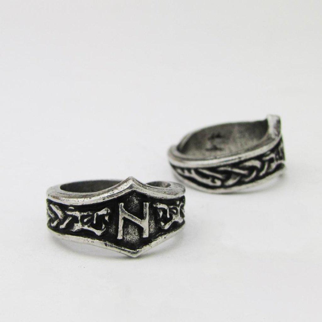 Asgard Hagalaz Letter H Rune Ring - Adjustable-Asgard-Dark Fashion Clothing