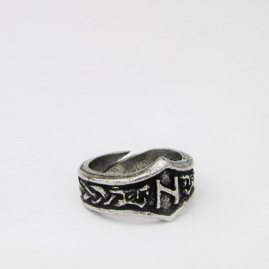 Asgard Hagalaz Letter H Rune Ring - Adjustable-Asgard-Dark Fashion Clothing