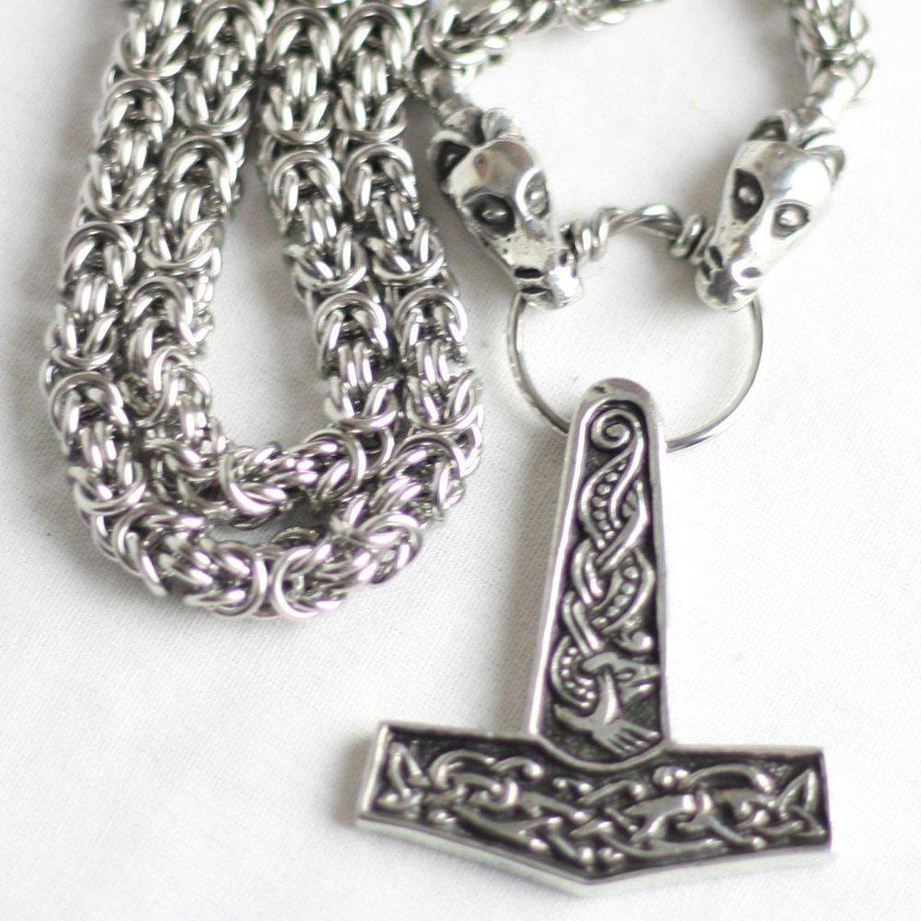 Asgard Jorvik Hammer Pendant on Dragon Chain-Asgard-Dark Fashion Clothing