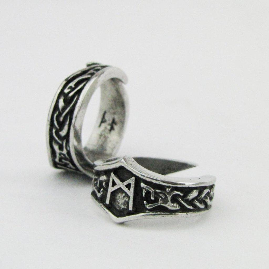 Asgard Mannaz Letter M Rune Ring - Adjustable-Asgard-Dark Fashion Clothing