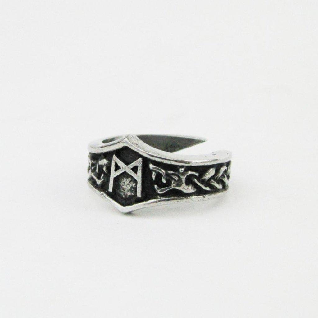 Asgard Mannaz Letter M Rune Ring - Adjustable-Asgard-Dark Fashion Clothing