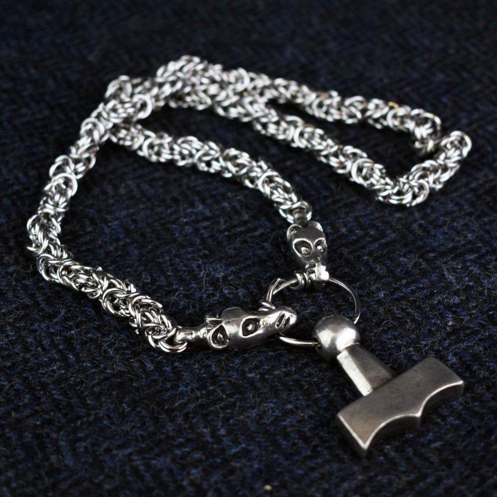 Asgard Mjolnir Pendant on Dragon Chain-Asgard-Dark Fashion Clothing