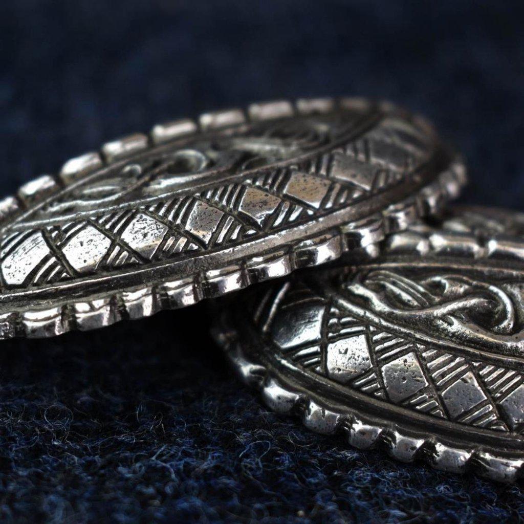 Asgard Pair of Broa Style Oval Brooches-Asgard-Dark Fashion Clothing