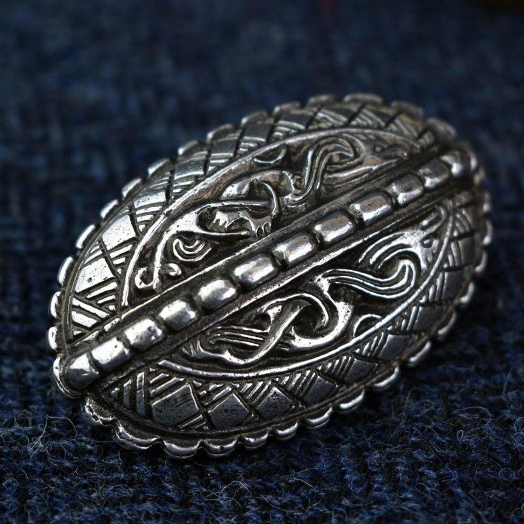 Asgard Pair of Broa Style Oval Brooches-Asgard-Dark Fashion Clothing