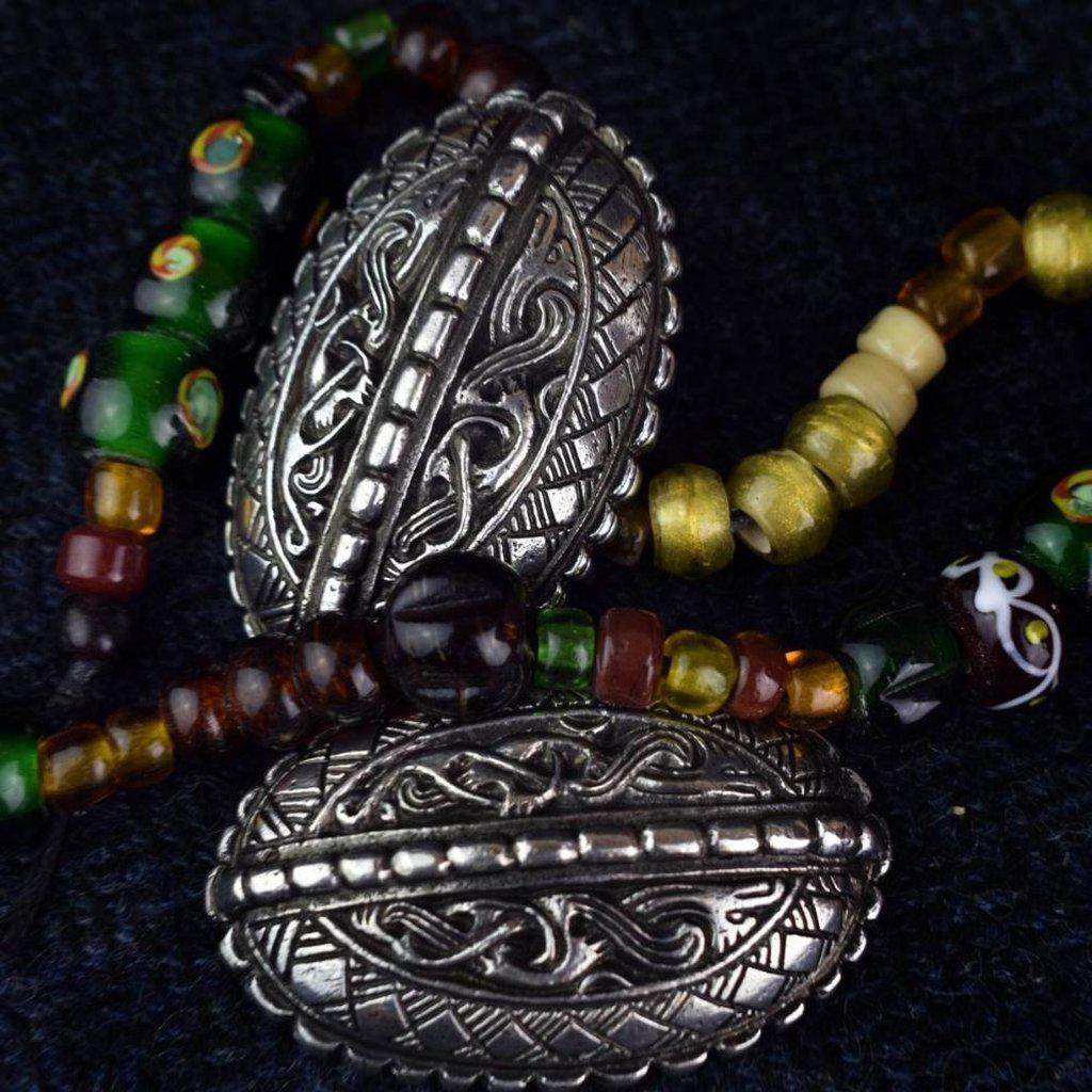 Asgard Pair of Broa Style Oval Brooches-Asgard-Dark Fashion Clothing