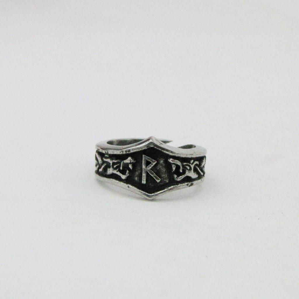 Asgard Raido Letter R Rune Ring - Adjustable-Asgard-Dark Fashion Clothing