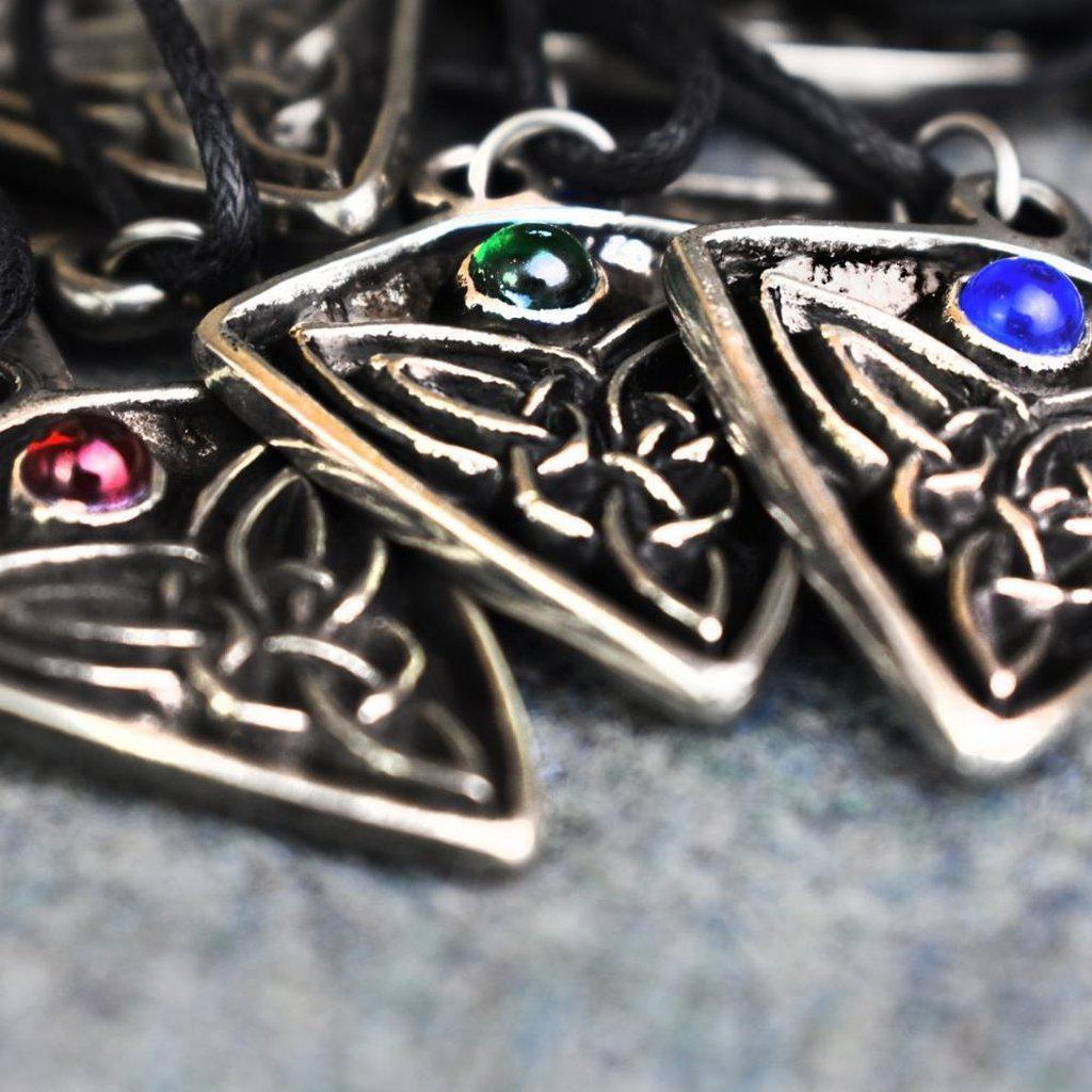 Asgard St Ninian's Knot Pendant – Blue, Green or Red Stone-Asgard-Dark Fashion Clothing