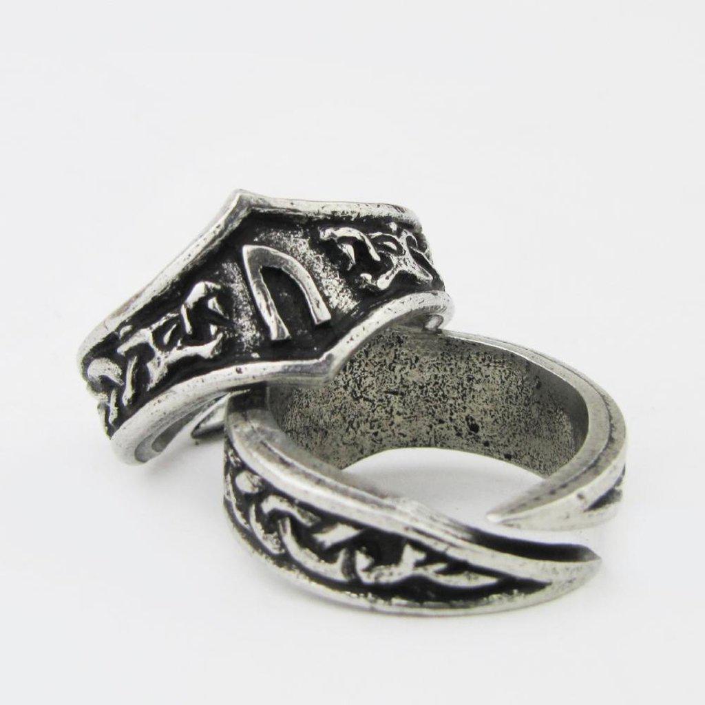Asgard Uruz Letter U or V Rune Ring - Adjustable-Asgard-Dark Fashion Clothing