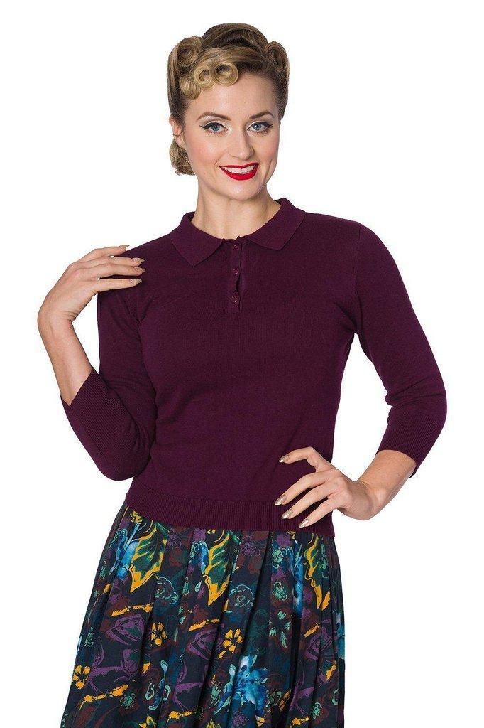 Audry Button Knit Top-Banned-Dark Fashion Clothing