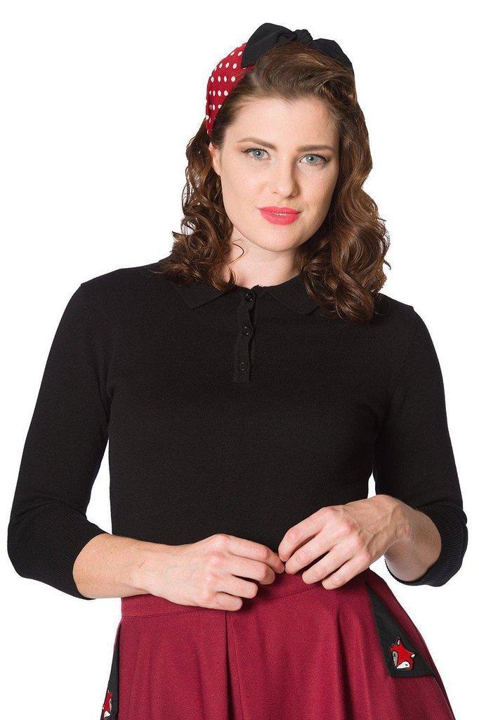 Audry Button Knit Top-Banned-Dark Fashion Clothing