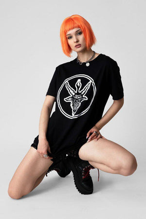 Baphomet - Black T-Shirt - Unisex-Long Clothing-Dark Fashion Clothing