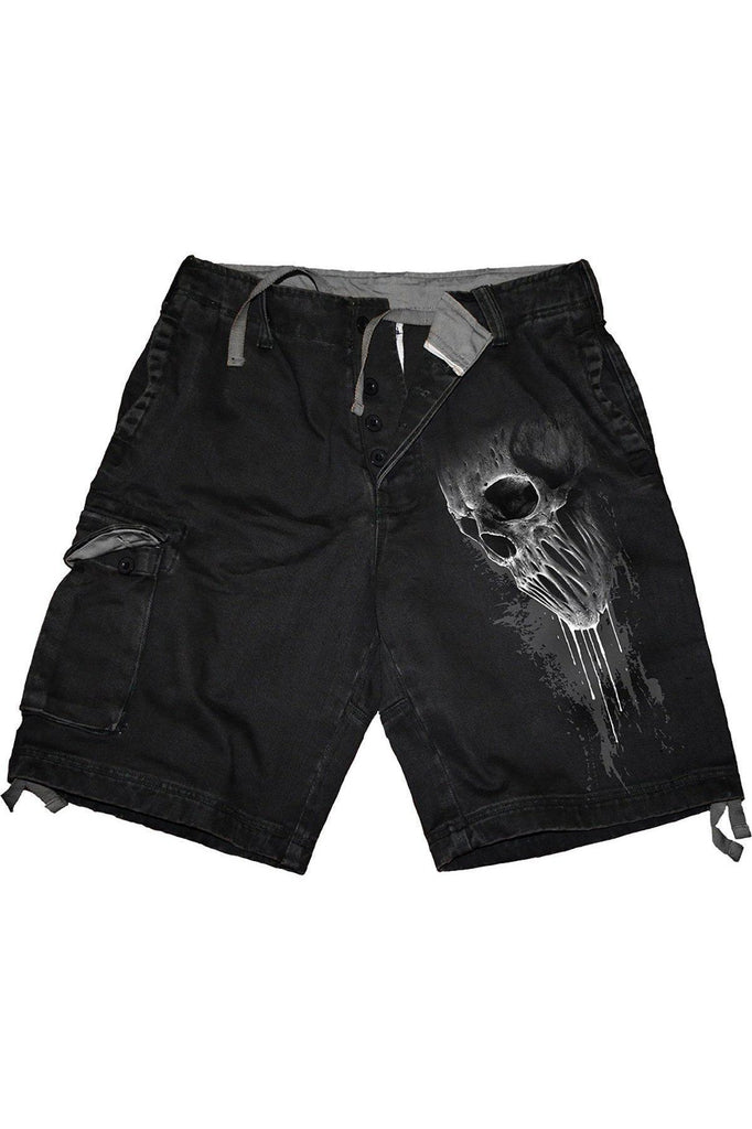 Bat Curse - Vintage Cargo Shorts Black-Spiral-Dark Fashion Clothing