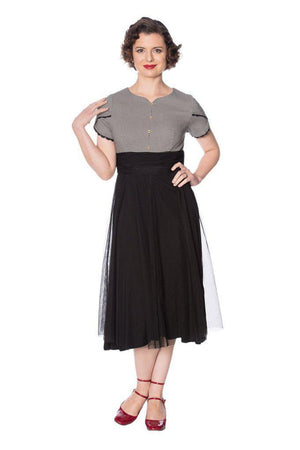 Betty Houndstooth Dress-Banned-Dark Fashion Clothing
