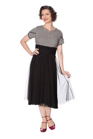 Betty Houndstooth Dress-Banned-Dark Fashion Clothing
