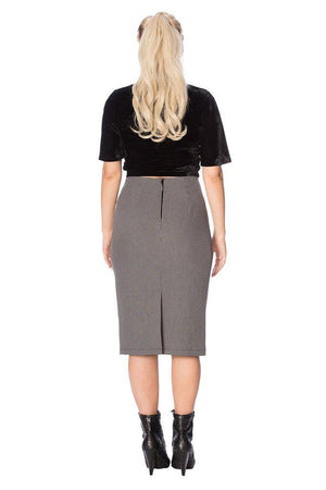 Betty Tie Front Pencil Skirt-Banned-Dark Fashion Clothing