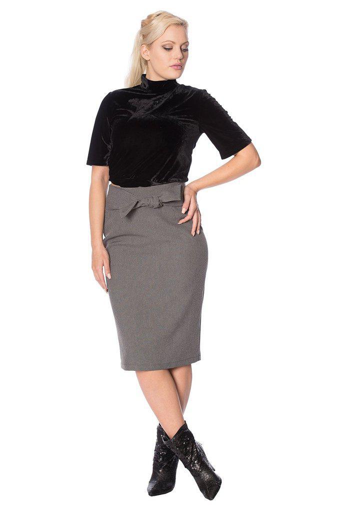 Betty Tie Front Pencil Skirt-Banned-Dark Fashion Clothing
