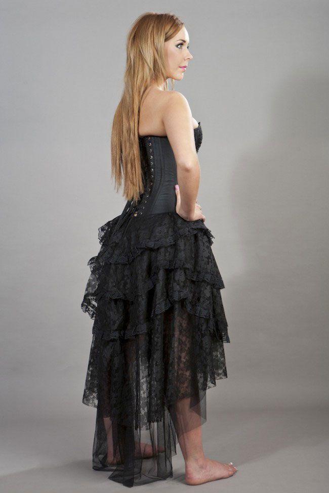 Beverly Prom Corset Dress In Black Taffeta-Burleska-Dark Fashion Clothing