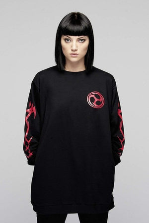 Bio Pocket Sweater in Red - Unisex-Long Clothing-Dark Fashion Clothing