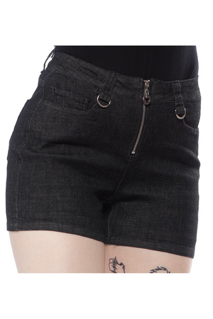 Black Denim Shorts-Jawbreaker-Dark Fashion Clothing