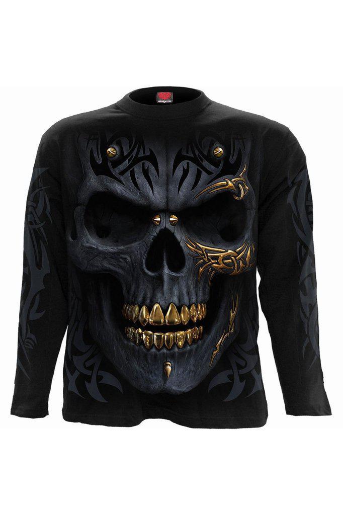 Black Gold - Longsleeve T-Shirt Black-Spiral-Dark Fashion Clothing