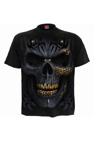 Black Gold - T-Shirt Black-Spiral-Dark Fashion Clothing