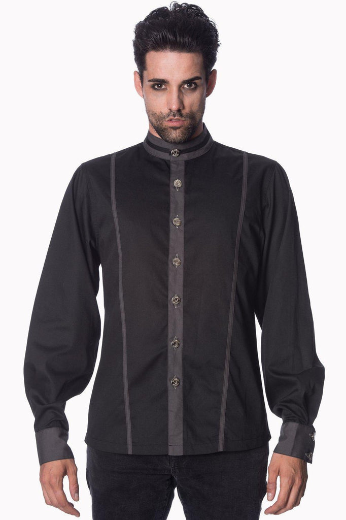 Black Gothic Shirt - SHM1213-Banned-Dark Fashion Clothing