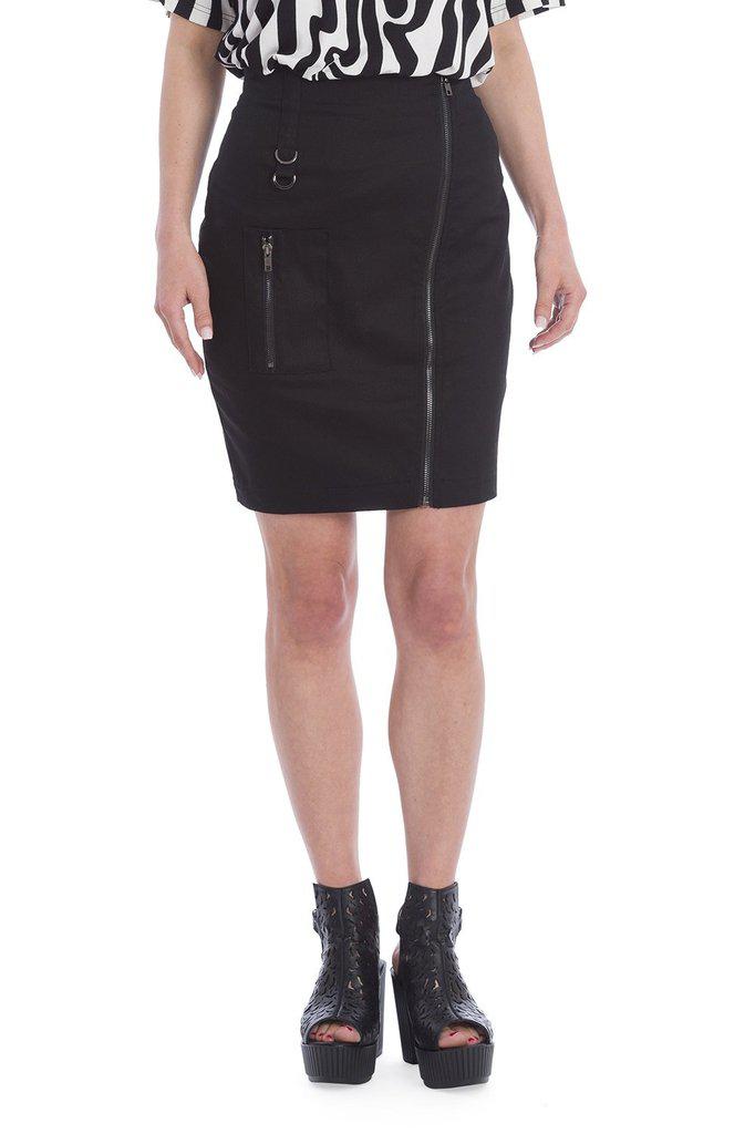 Black Night Zip Skirt-Banned-Dark Fashion Clothing