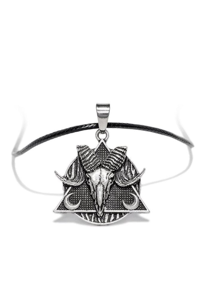 Black Occult Symbol DeltaRam Pendant and Necklace - Elise-Dr Faust-Dark Fashion Clothing