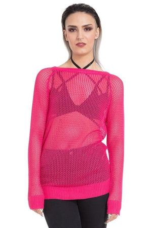 Black or Pink Mesh Sweatshirt-Jawbreaker-Dark Fashion Clothing