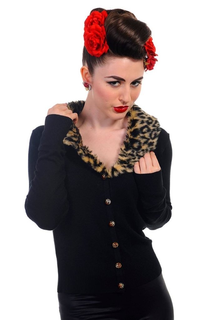 Black or Red Fur Cardigan-Banned-Dark Fashion Clothing