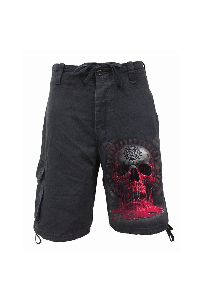 Bleeding Souls - Vintage Cargo Shorts Black-Spiral-Dark Fashion Clothing