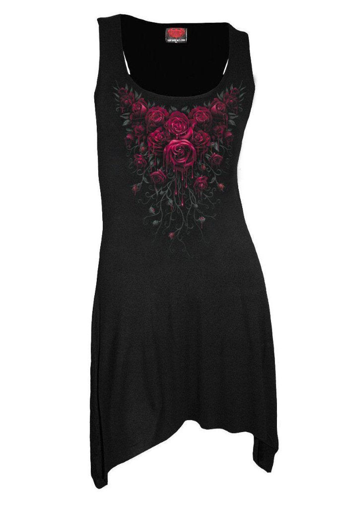 Blood Rose - Goth Bottom Camisole Dress Black-Spiral-Dark Fashion Clothing